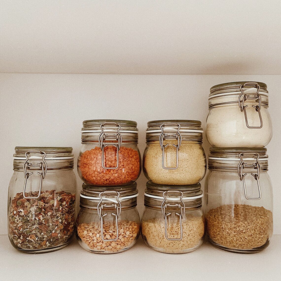 organized pantry jars